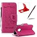 Produktbild Moto G5 Plus Ultra Dünn Slim Folio Prämie Lederhülle Brieftasche Hülle,Moto G5 Plus Book Style Magnetverschluss Tragen Lanyard Flip Case,Herzzer Modisch Niedlich [Karikatur Bären Geprägte Reihe] Folder Geldbörse Tasche Schutzhülle Kartenfach Strap Wallet Cover Shell für Moto G5 Plus + 1 x Frei Rot Handy Halterung Ständer + 1 x Frei Weinrot Stift Stylus - Heiß Rosa