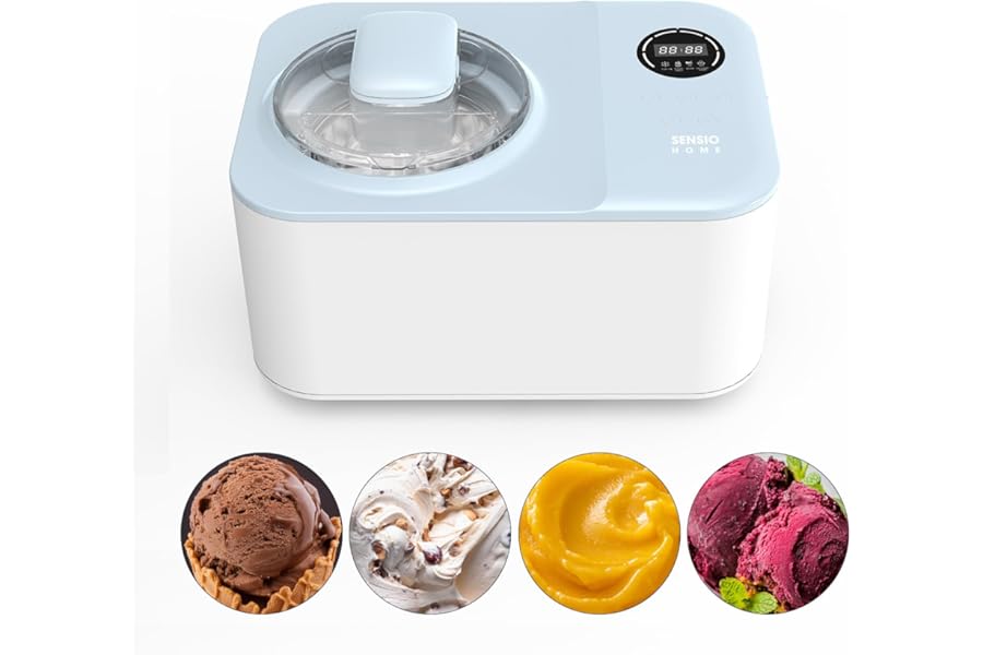 Sensio Home Icy Treats Ice Cream & Dessert Maker, Delicious Fast Ice Cream NO Pre Freezing Required, Gelato, Sorbet, Yoghurt In 40 Minutes with Recipes Included, Blue