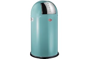 Wesco 175 831 Pushboy Abfallsammler 50 Liter türkis 40 x 40 x 75.5cm (L/B/H), Edelstahl
