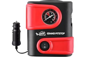 GRAND PITSTOP Electric Tire Inflator Air Compressor Pump for Car, Motorcycle, Balls and Mattress (Red)