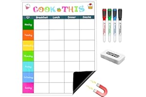 DumanAsen Meal Planner, Weekly Planner, Magnetic Dry Erase Planner for Fridge, 16" x 12", Includes 4 Dry Erase Colorful Markers