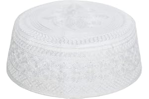 IBLUELOVER Bonnet Musulman Chapeau Islamique Homme Broderie Bonnet de Prière Chapeau Namaz Kufi Coton Casquette Calotte Traditionnel Arabe Chapeau Rond pour Eid Ramadan Prier Eid Cadeau Chapeau d'été