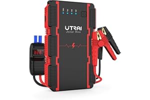 UTRAI Batería de arranque de 2500 A, potencia de arranque para coche, 13800 mAh (hasta 7,5 l de gasolina o 5,5 L de diésel), 12 V, con 3 linternas LED