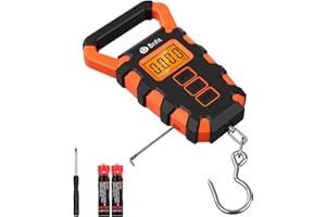 Brifit Balance de pêche numérique, balance électronique avec règle, balance de pêche numérique avec crochet de suspension avec ruban à mesurer, balance numérique pour bagages avec écran LCD