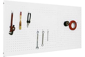 SimonRack Panel Herramientas Pared, Organizador Herramientas, Incluye 8 Ganchos, 1500x600 mm, Blanco - Simonwork