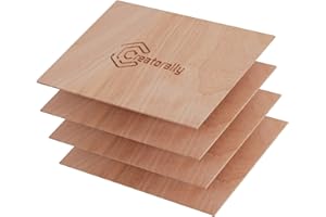 Creatorally Madera Contrachapada 3mm, A4 Tablero de Contrachapado para Grabado Laser, 4 Piezas sin Terminar para Corte, CNC, Pintura Modelo Bricolaje (Sapeli)