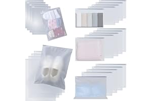 Olicky 20Pcs Travel Storage Bags Set, Reusable Ziplock Bags, Travel Clothes Bags Maternity Essentials Hospital Bags Storage Bags for Clothes, Shoes, Cosmetics (5 Size)