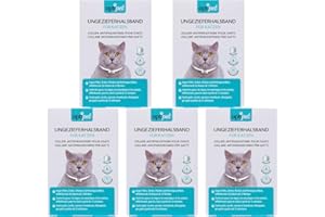 OptiPet x5 Ungezieferhalsband für Katzen | 4 Monate Schutz gegen Flöhe Zecken Mücken Milben - reflektierend, für Katzen ab 12 Wochen | Flohhalsband Katzen/Zeckenhalsband für Zeckenschutz Katze