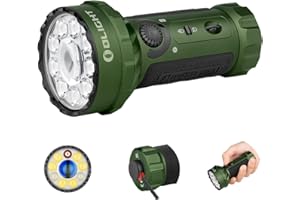 OLIGHT Marauder Mini LED Super Hell 7000 Lumen 600 Meter Wiederaufladbare Taschenlampe mit Strahler und Flutlicht, 3 Arten farbiger LEDs mit Abstandssensor für Outdoor (Grün)