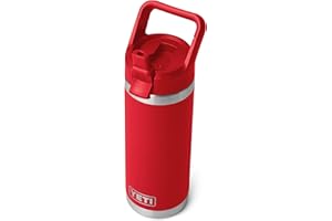 YETI Rambler C Straw Bottle, Stainless Steel Vacuum Insulated Bottle with Straw Cap, Rescue Red, 18 oz (532 ml)