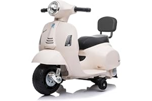 Babycar Moto électrique pour Enfants Piaggio Mini Vespa (Blanc) 6 volts avec lumières et Sons sous Licence Officielle