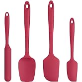 U-Taste Silicone Spatula Set of 4, Heat Resistant 599&deg;F, Red | Seamless Flexible Rubber Tongue for Cooking, Mixing and Baking