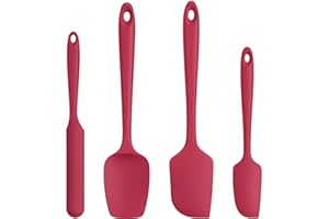 Espatulas Silicona Cocina Reposteria Lengua: U-Taste 315℃ Resistente al Calor Utensilios de Espátula para Cocinar y Hornear, Juego de 4 Paletas Cocina Antiadherentes Flexibles sin BPA, Rojo