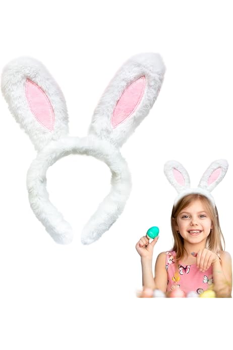 2 Bandeaux Oreilles De Lapin En Peluche - Adulte Et Enfant - Pour Cosplay, Carnaval, Fête - Blanc, Rose, Kaki - Décoratif Et Mignon