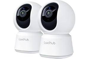 LAXIHUB Cámara Vigilancia WiFi Interior 3MP, Cámara Inteligente en Casa para Mascotas, PTZ 355° Camara para Perros con Aplicación, Audio Bidireccional Compatible con Alexa (2PC)