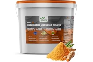 DTP-SOFT Curcuma naturel dans un seau de 1 kg | 1000 g de poudre de curcuma fraîche et aromatique | Poudre de curcuma super aliment pour plats et smoothies