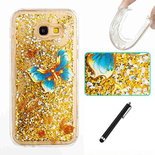 Galaxy A5 2017 Case,Beddouuk Clear Transparent Glitter Flowing Liquid Watter Case Cover with Shinny Floating Stars,3D Creative Luxury Design Bling Crystal Soft TPU Bumper Rubber Protection Cell Phone Case Cover for Samsung Galaxy A5 2017-Pattern#8