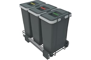 ELLETIPI 1954 Elletipi Ecofil PF01 34A3 Poubelle de tri sélectif extractible pour déchets, Plastique et métaux Gris 23 x 45 x 36 cm