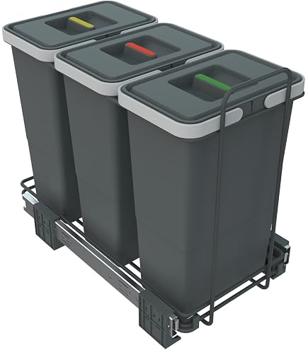 Accmuzzy Set di 3 Bidoni della Spazzatura da 9 L per Bagno, Cestini Stretti con Coperchio, a Prova di Cane, Adatti per Camera da Letto, Ufficio, Soggiorno, Cucina e WC