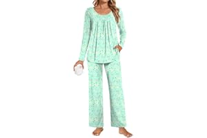 POPYOUNG Womens Pajama Set 2 Pieces Fall Long Sleeve Pjs Winter Ladies Pajamas Lounge Sleepwear with Pockets