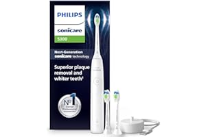 Philips Sonicare 5300 Electric Toothbrush, Sonic Toothbrush with 2 Intensity Levels, Pressure Alert, EasyStart, SmarTimer and BrushPacer, White, Model HX7108/04 [New Technology]