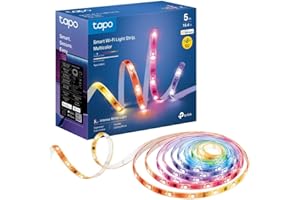 Tapo L930-5 Wi-Fi LED Strip Light 5m, Zonal Colour Control Led Lights for TV Bedroom, Music Sync, Hands-Free Voice Control with Alexa Google Apple HomeKit, PU Coating, Easy Setup