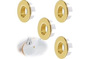 Hayaww 4 Pcs Tappo Di Troppopieno Per Lavabo, Anello Di Troppopieno Per Lavello Anelli Di Troppo Pieno Anelli Tappi Troppopieno Per Lavello Anello Di Copertura Per Troppopieno Per Il Bagno Cucina(Oro)