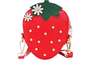 GlamRays Sacs à main pour enfants pour filles, petite fille fraise, sacs à main pour tout-petits sacs à main pour filles cadeau d'anniversaire, rouge, L