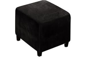 JORTUIO Ottoman Cover Square 40x40/45x45/50x50cm Stretch Velvet Jacquard Cube Storage Ottoman Slipcover Footrest Foot Stool Cover Footstool Slipcovers Anti-Slip Furniture Protector ( Color : #16 , Size : 40x4