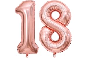 DAZAKA Globos de Cumpleãnos 18 Oro rosa|101 CM Globo 18 Años Oro rosa|Foil Globo Número 40 Pulgadas,Decoracion Cumpleaños,Globos Numeros Gigantes Para Boda Aniversario,Fiestas|con Helio o Aire