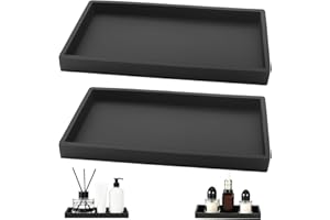 TAIVIN 2 Stück Badezimmer Tablett,Deko Ablageschale aus Schwarz Silikon,20 x 10 cm Rechteckige Tabletts,Geeignet für Bad,Küchen,Schminktische und Wohnzimmer