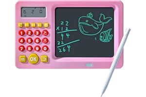 SUZEYEN Kids Math Calculator, Pink Educational Learning Toy for 3-9 Year Old Boys and Girls, LCD Screen Math Training Drawing Pad, Fun Preschool Learning Game, Montessori Toys for Early Childhood Development