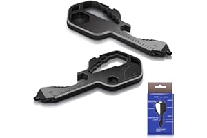FOHYLOY 24 in 1 Multi Tool Key, Stainless Steel Key Shaped Pocket Tool, Outdoor Multitool for Bottle Opener,Screwdriver,Ruler, Wrench,Stripping,Bit Driver,Suitable for Gifts,Men and Boys (Black)