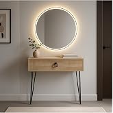 Egecan Mobilya Meşe Metal Ayaklı Modern Dresuar &ndash; 80X20X20 Cm, Suntalam, Minimalist Antre Ve Salon Konsol Dolabı