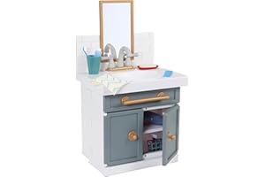 Little Tikes Mon premier lavabo avec 1 vrai robinet pour les jeux de rôle, 12 accessoires salle de main, jouet multi-couleur unique & interactif, 2 ans +