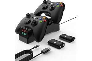 YCCTEAM Chargeur pour Manette Xbox 360 (Nouvelle Version), Station de Charge avec 2 Batteries Rechargeables pour Manette Xbox 360 360E/360S