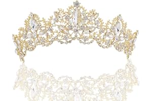 COUCOLAND BABEYOND Braut Tiara Hochzeit Krone Luxus Prinzessin Diadem Kristall Geburtstag Krone Damen Kostüm Accessoires (Stil 2 - Gold)