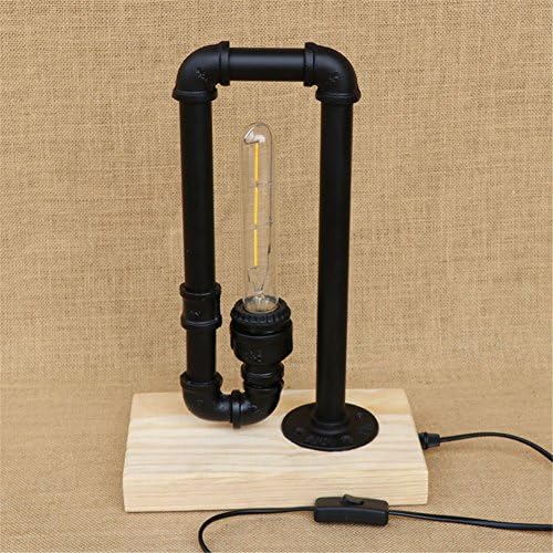 DFGDF Wooden Nordic creative romantic antique vintage wooden bedroom bedside lamp decoration pipes wood table lamp
