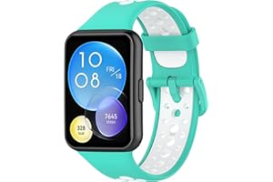 Hiseus Watchband Kompatybilny z Huawei Watch Fit 2, Zamienny Pasek TPE w Miękkich, Sportowych Wymiennych Paskach do Huawei Watch Fit 2 Smart Watch (cyjan/biały)