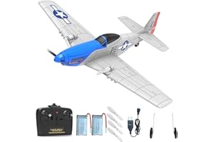 VOLANTEXRC RC Plane for Beginners P51D, 2.4Ghz 2CH RC Aeroplane RTF RC Airplanes for Kid RC Toy RC Aeroplane Remote Control Plane with Gyro Stabilization, 2 Batteries Toy Plane for Kids, Adults (Blue)