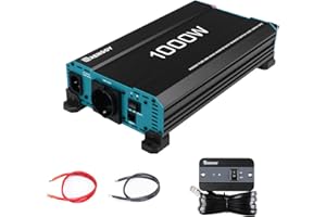 Renogy 1000W/2000W Power Inverter 12v 220v Onda Pura, DC 12V in AC 220V con 2 EU Presa & Telecomando trasformatore per Camper, Camion, Roulotte, Pannelli Solari, Picco 2000W