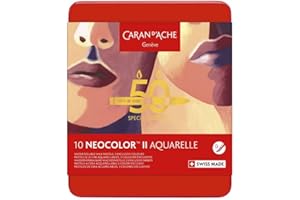 Caran d'Ache NEOCOLOR II - Juego de 10 lápices para acuarelas (50 años de aniversario, soluble en agua)