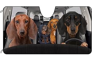 BAGEYOU Car Windshield Sunshade Dachshund Dog Family Vehicle Front Windshield Sunshade UV Ray Reflector Sun Protector Sun Shade Visor, Keep Vehicle Cool, 55" x 30"