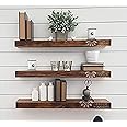 ANTICO WOODENIA® 20 inch Hard Wood Floating Wall Shelf| Wall Mount| Wall Rack| Wall Bracket (Set of 3, Wood)