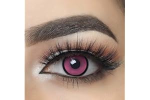 MYSA LENS® Lentilles De Contact De Couleur Fantaisie Crazy Halloween Yeux Rose Manson Pink Etui Offert 12 Mois sans correction