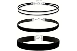 YINGMENGZHIGE Women's Choker Necklace, Adjustable Classic Choker Jewellery, Retro Fashion, Black Velvet Collar, Black Collar, Elegance Chocker Set for Women and Girls, Cosplay, Birthday, Part Dancing, Pack of 3