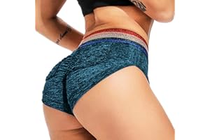 RIOJOY Women Sports Shorts Ruched Butt Elastic High Waist Gym Workout Yoga Short Pants