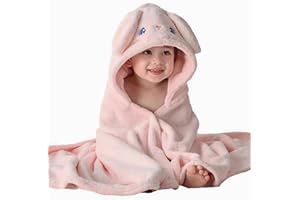 Fayscingo Baby Hooded Bath Towel for Kids Toddler Soft Warm Coral Fleece Absorbent Swaddle Blanket Swimming Poncho Towel, 120x80CM