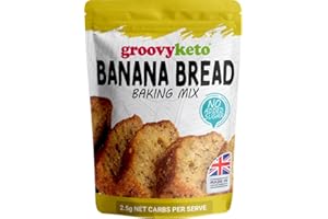 Groovy Keto Banana Bread Mix | Low Carb | Keto Friendly | Sugar Free | Only 2.5g Net Carbs Per slice | Keto Baking Mix, Diabetic Friendly - 260g Pouch