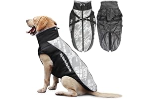 Idepet Cappotto per Cani Giacca Calda, Animali Domestici Riflettenti Sport all'Aria Aperta Abbigliamento per Cani Impermeabile Gilet per Cani di Taglia Media con Foro per Imbracatura